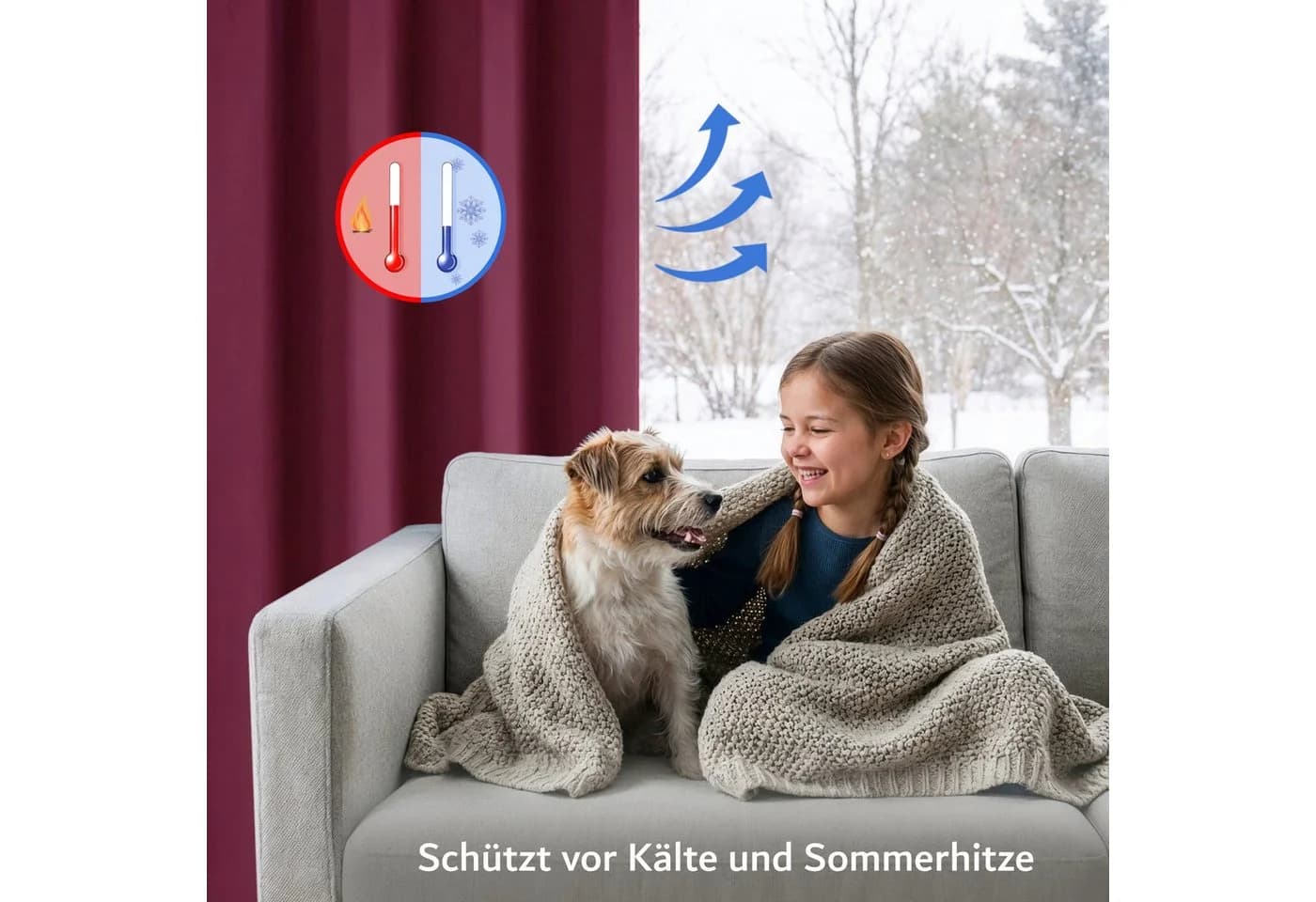 Cozyor Verdunkelungsvorhang 2er-Set Bordeaux Mikrofaser mit Magnethalter - Bild 4