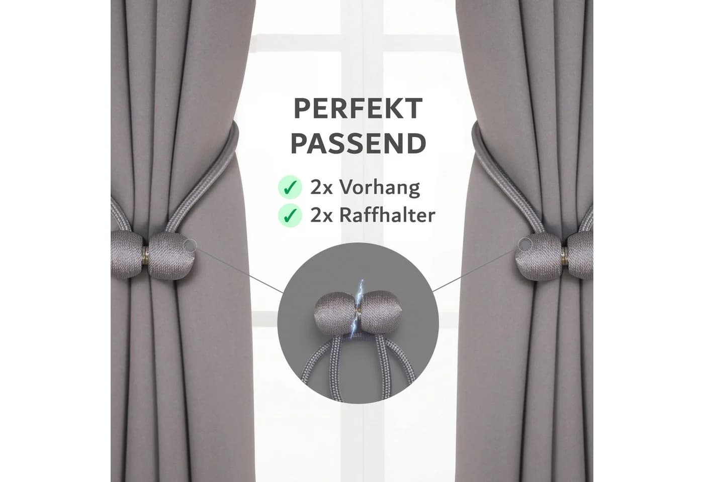 Cozyor Verdunkelungsvorhang 2er-Set inkl. 2 Magnethalter, thermoisolierend, Gardinen blickdicht, Mikrofaser Polyester, 175x135 cm