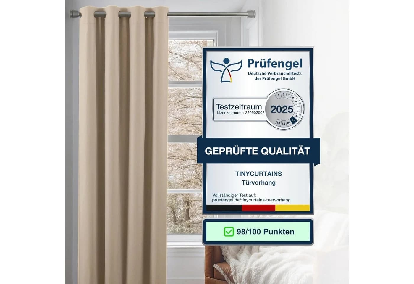 Cozyor Verdunkelungsvorhang 2er-Set Beige mit Magnethalter - Bild 3