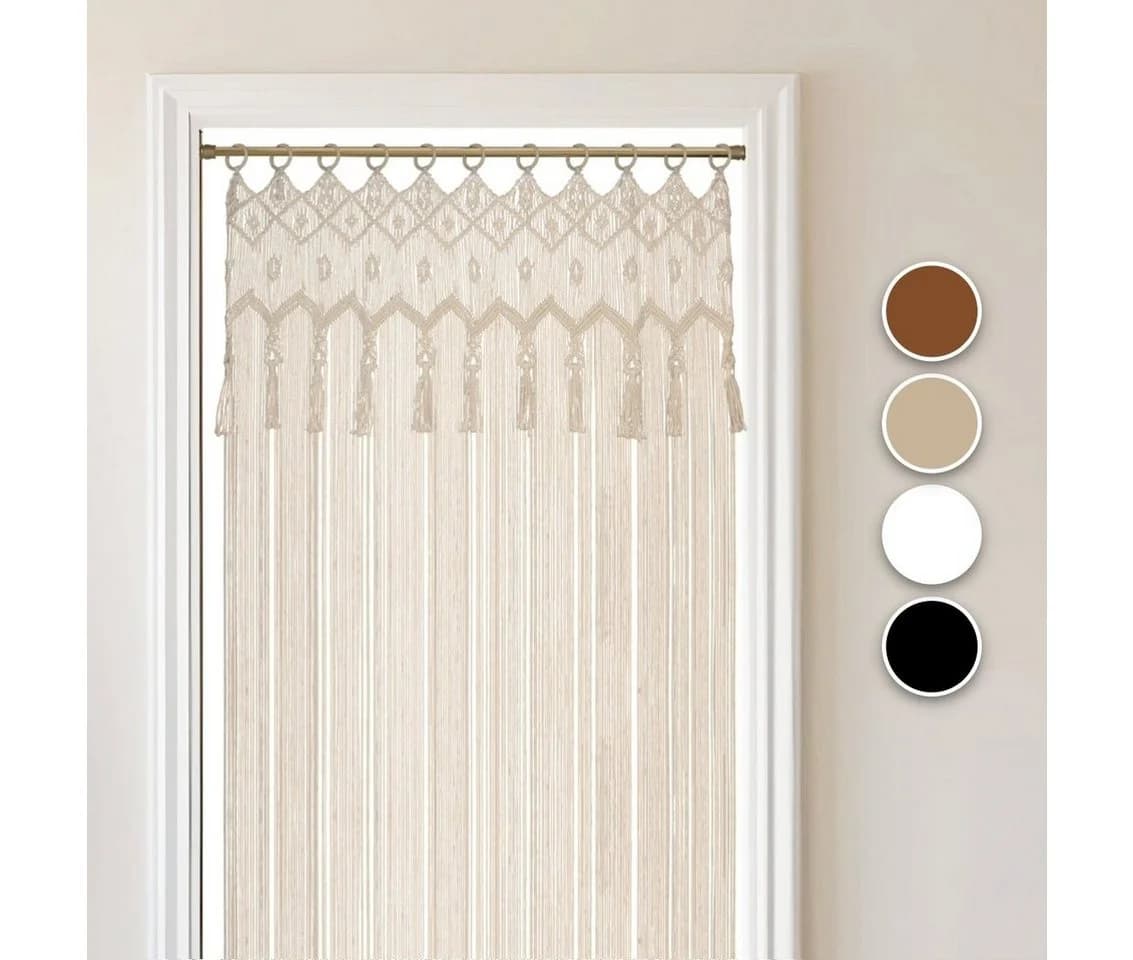 Cozyor Makrameevorhang Beige Boho Handgemacht mit Stange - Bild 2