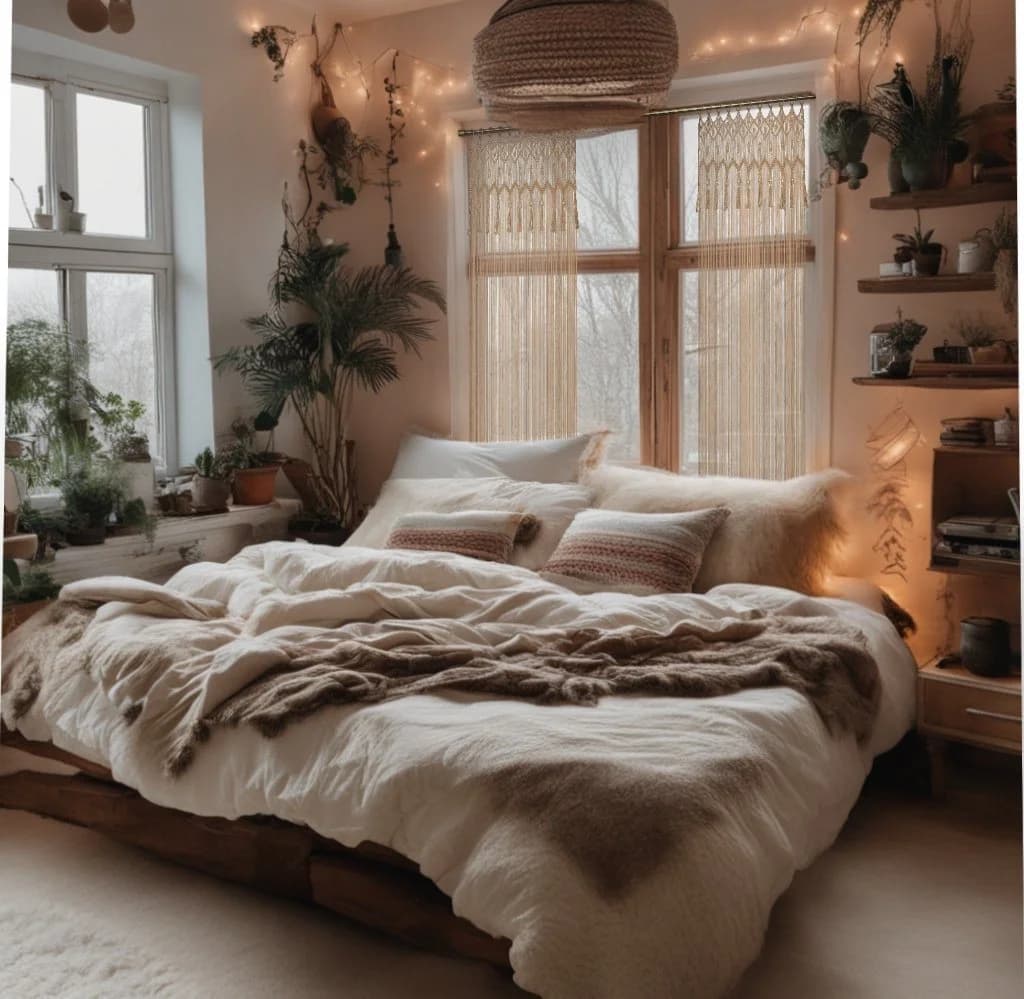 Cozyor Makrameevorhang Beige Boho Handgemacht mit Stange - Bild 5