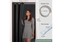 tinycurtains Türvorhang mit Stange weiß 55-90 cm ohne Bohren, Thermo Vorhang Tür, Ösen, abdunkelnd, Polyester, blickdicht, Schwarz Eclipse Bild 1