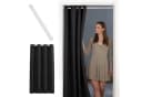 tinycurtains Türvorhang mit Stange weiß 55-90 cm ohne Bohren, Thermo Vorhang Tür, Ösen, abdunkelnd, Polyester, blickdicht, Schwarz Eclipse Bild 2