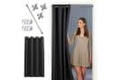 tinycurtains Türvorhang mit Stange Silber 70-120 cm Thermo Vorhang Abdunkelnd Polyester Blickdicht Schwarz Eclipse Bild 2