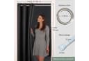 tinycurtains Türvorhang mit Stange weiß 70-120 cm Thermo Vorhang ohne Bohren, blickdicht, Polyester, verdunkelnd, Schwarz Eclipse Bild 1