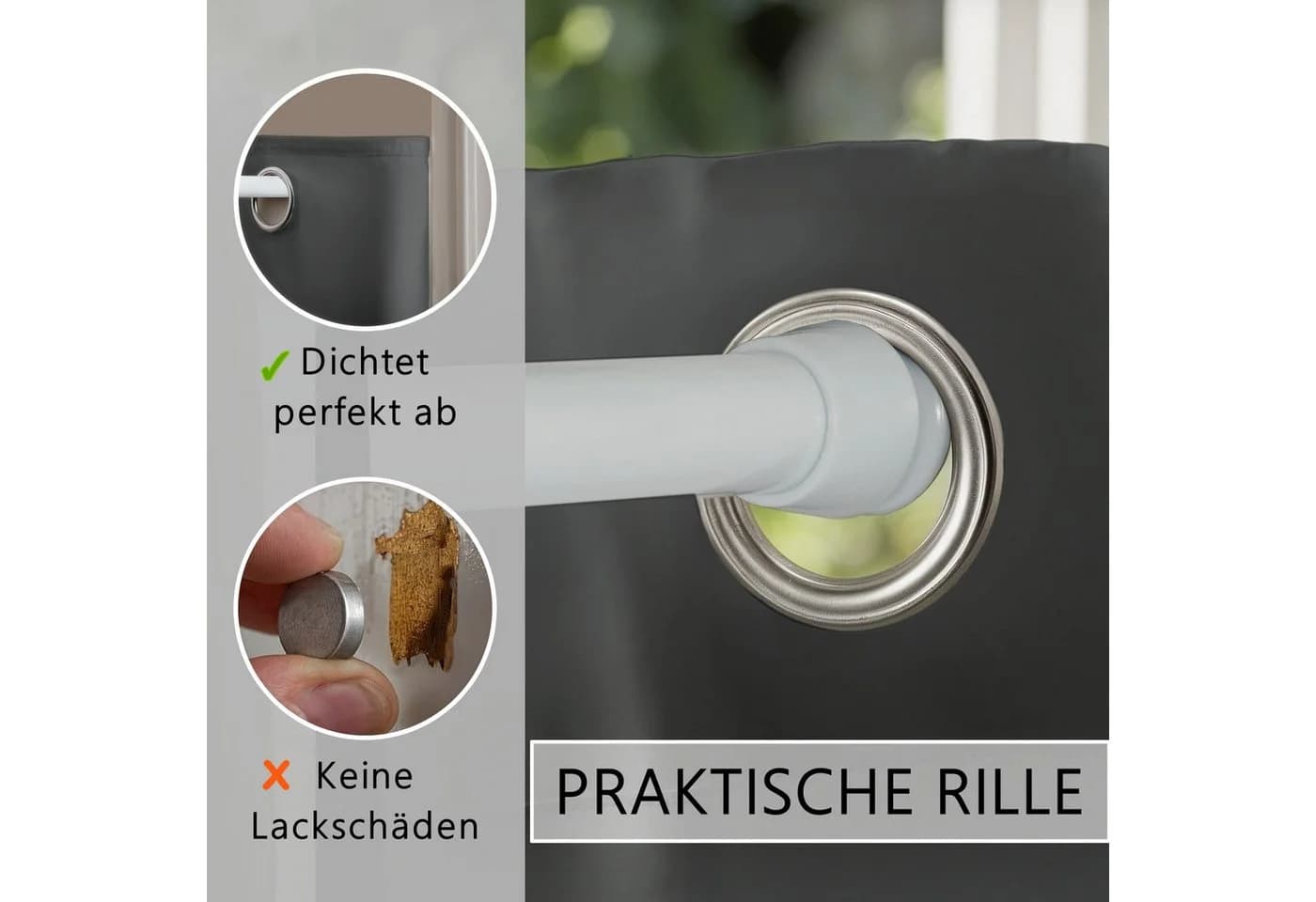 tinycurtains Türvorhang mit Stange Anthrazit Nebula - Bild 5