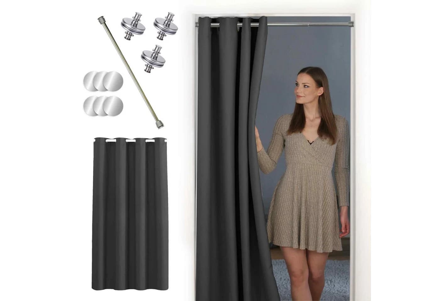 tinycurtains Türvorhang Anthrazit Nebula mit Stange - Bild 2