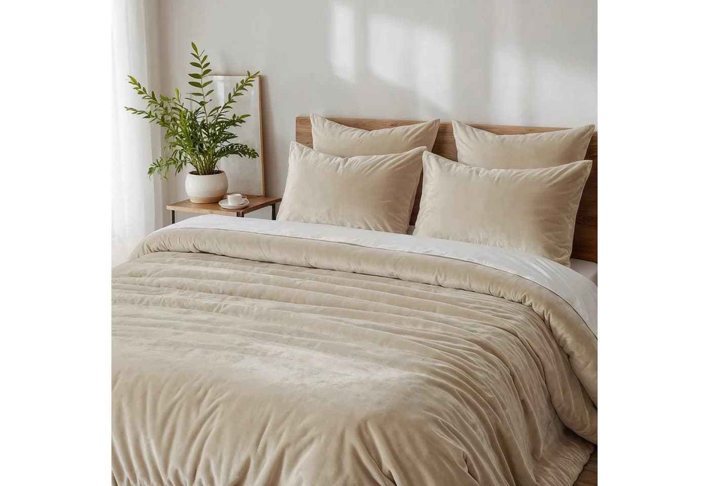 Cozyor Kuschelbettwäsche 3-teilig Beige Mikrofaser Flanell Teddy - Bild 2