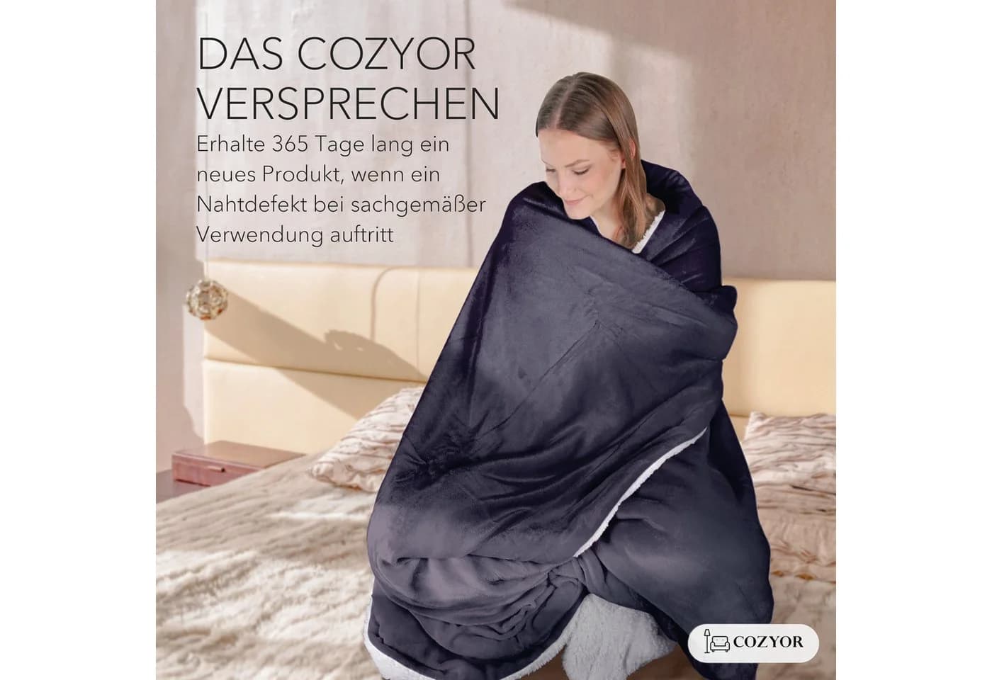 Cozyor Wohndecke Kuscheldecke XL warm Sherpa Anthrazit - Bild 4