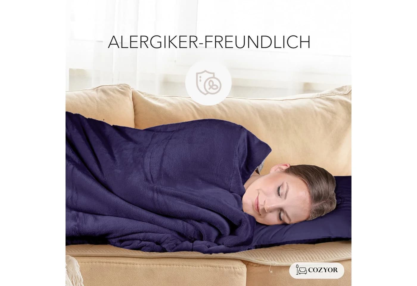 Cozyor Wohndecke Kuscheldecke XL warm Sherpa Dunkelblau - Bild 5