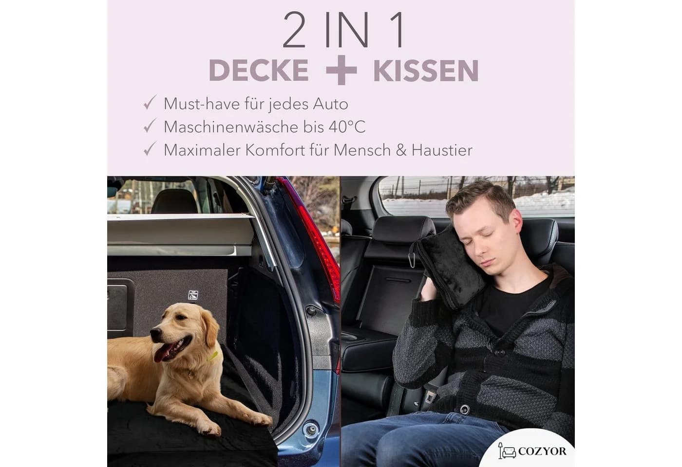 Cozyor Nackenstützkissen Memory Schaum Reise-Set Schwarz - Bild 5