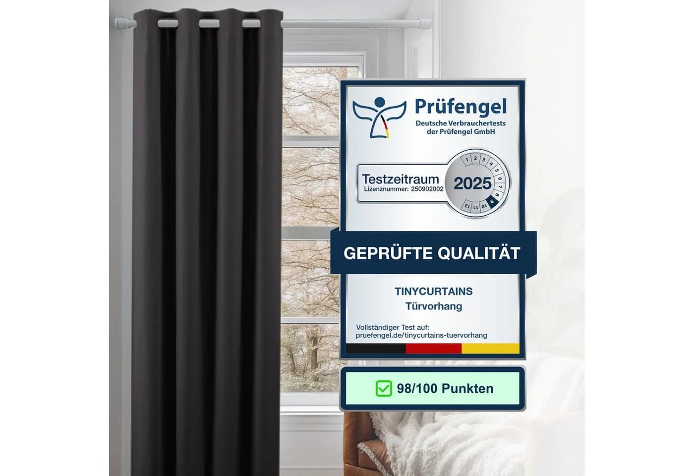 tinycurtains Türvorhang 100% Polyester Blickdicht Schwarz Eclipse - Bild 3