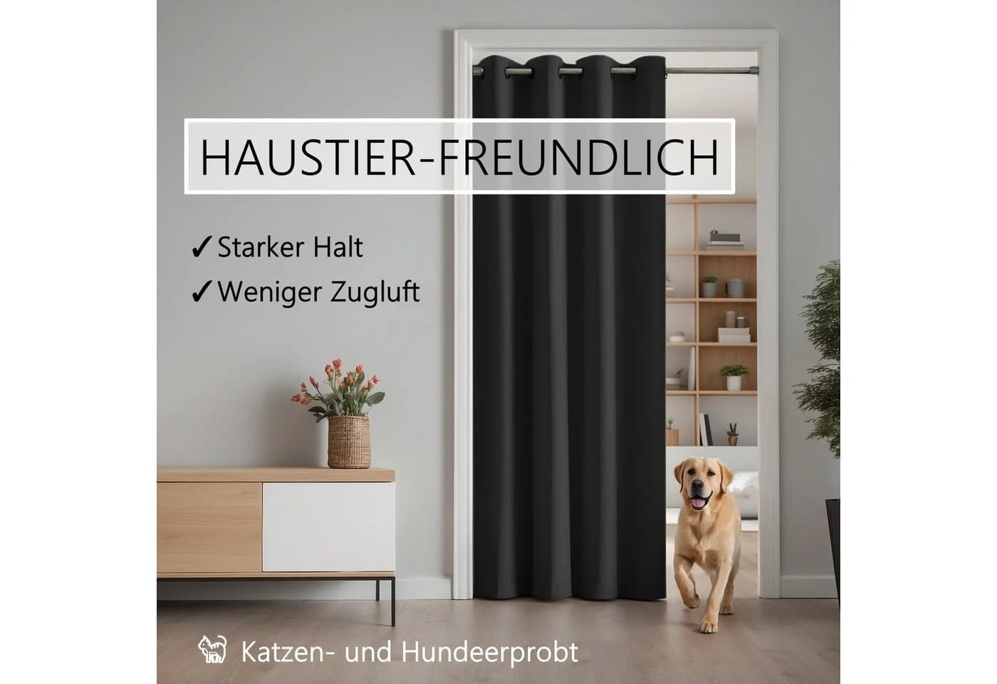 tinycurtains Türvorhang 100% Polyester Blickdicht Schwarz Eclipse - Bild 5