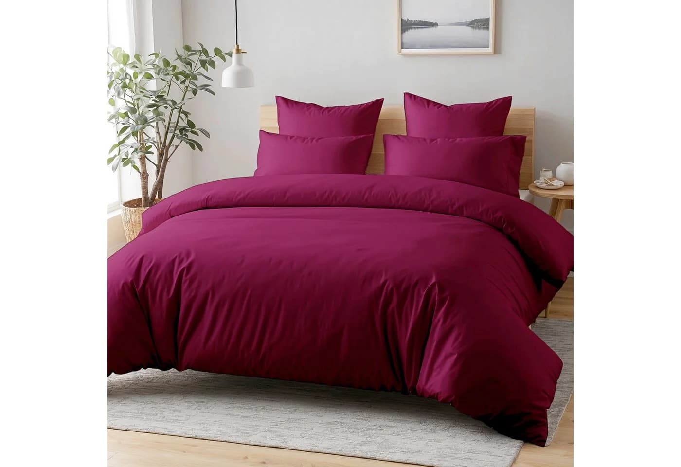 Cozyor Bettwäsche Allergiker Mikrofaser Bordeaux-Rot 3-teilig - Bild 2