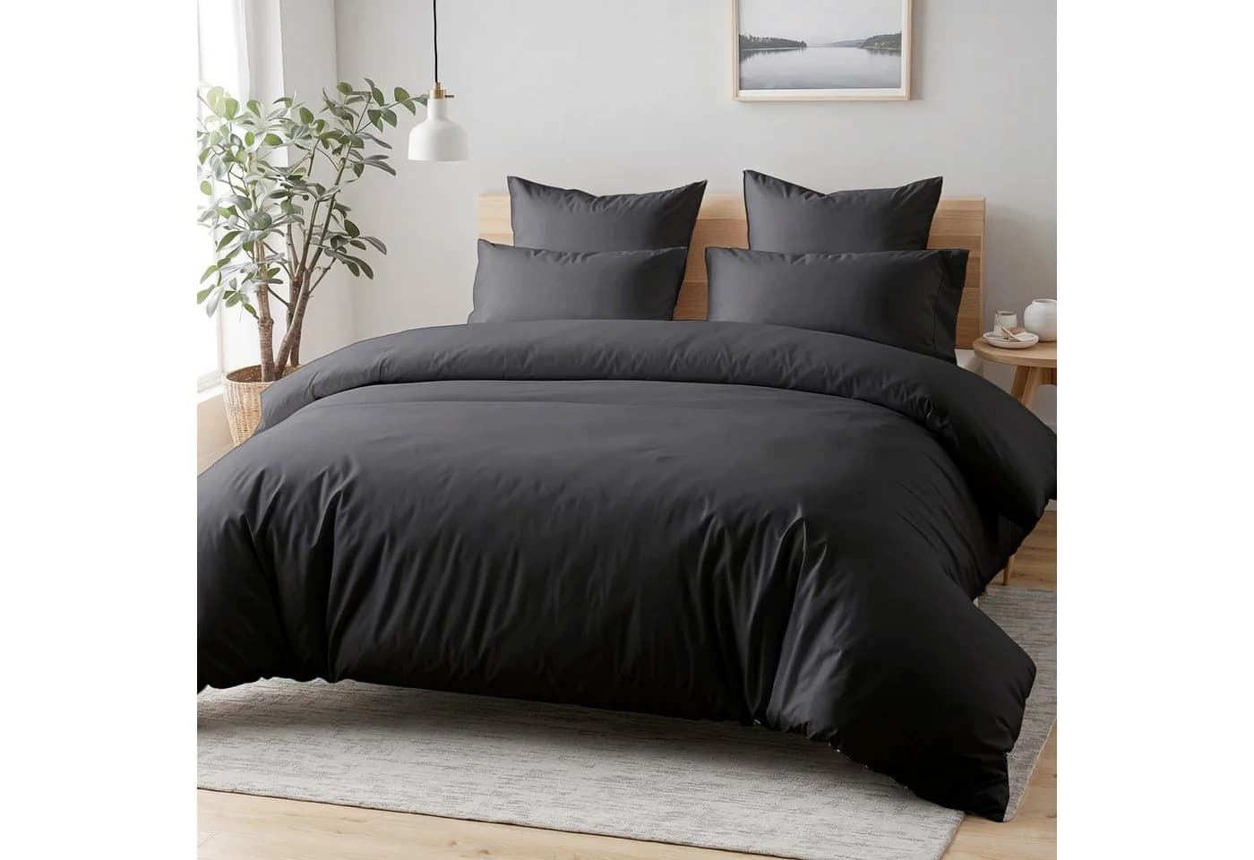 Cozyor Bettwäsche Allergiker Schwarz Mikrofaser 3-teilig Extra Weich - Bild 2