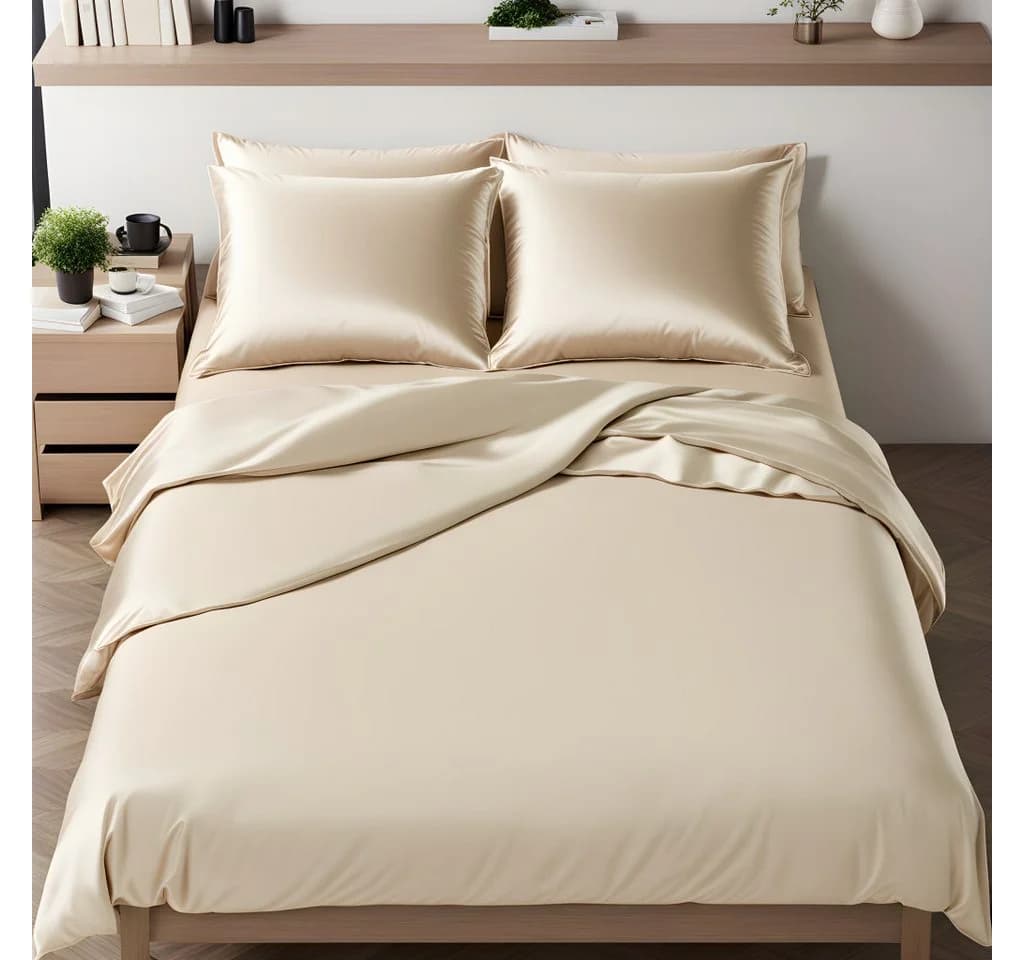Cozyor Wendebettwäsche Satin & Mikrofaser Beige 3-teilig - Bild 2