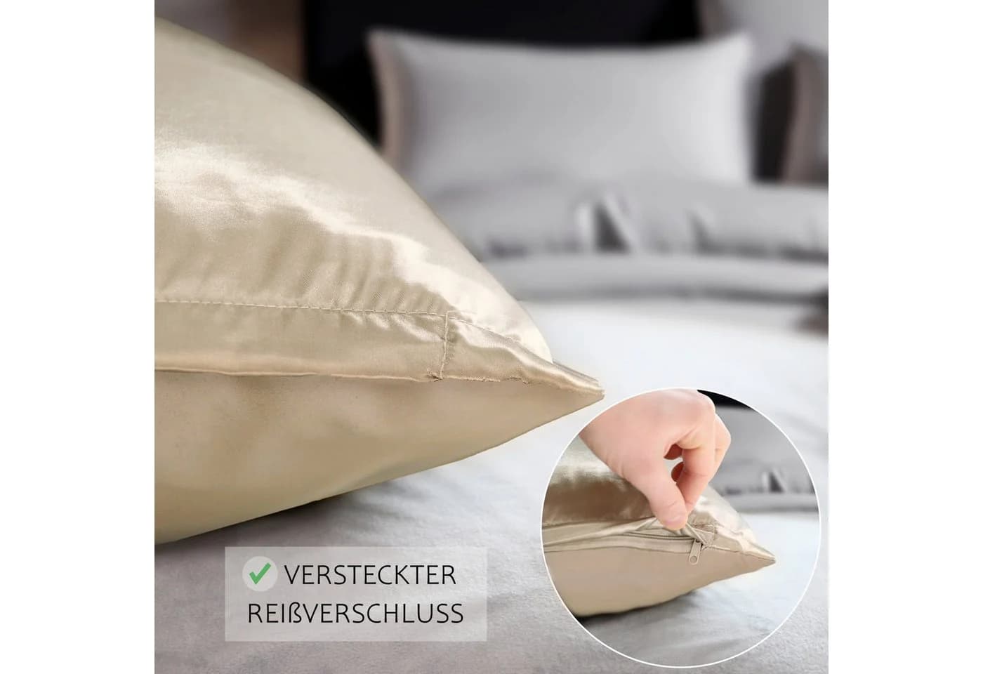 Cozyor Wendebettwäsche Satin & Mikrofaser Beige 3-teilig - Bild 5