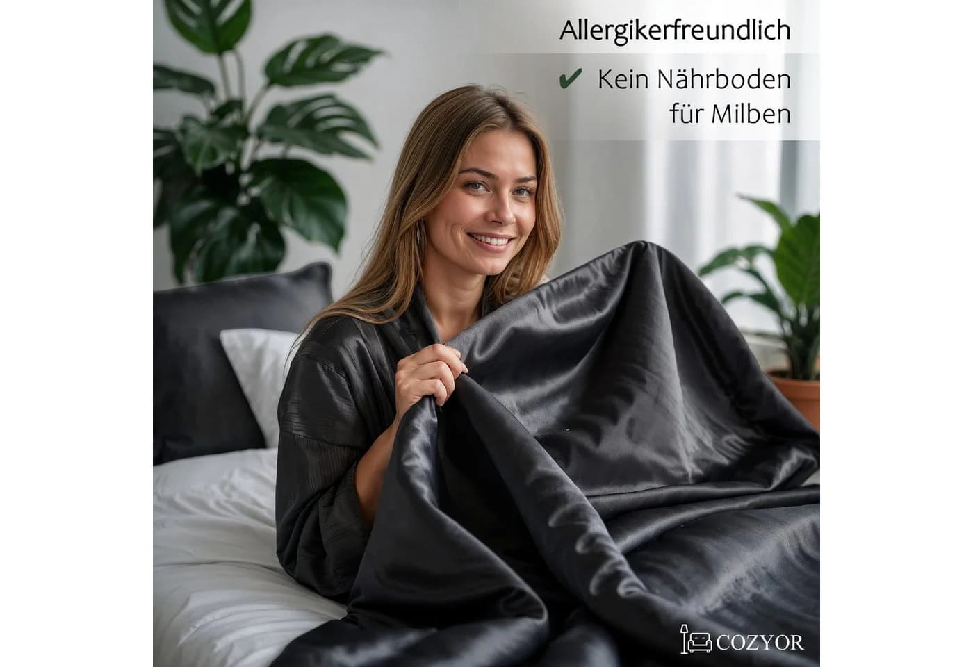 Cozyor Wendebettwäsche Schwarz Satin & Mikrofaser 3-teilig - Bild 4