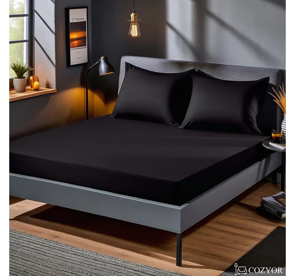 Cozyor Spannbettlaken 2er Set Schwarz Mikrofaser