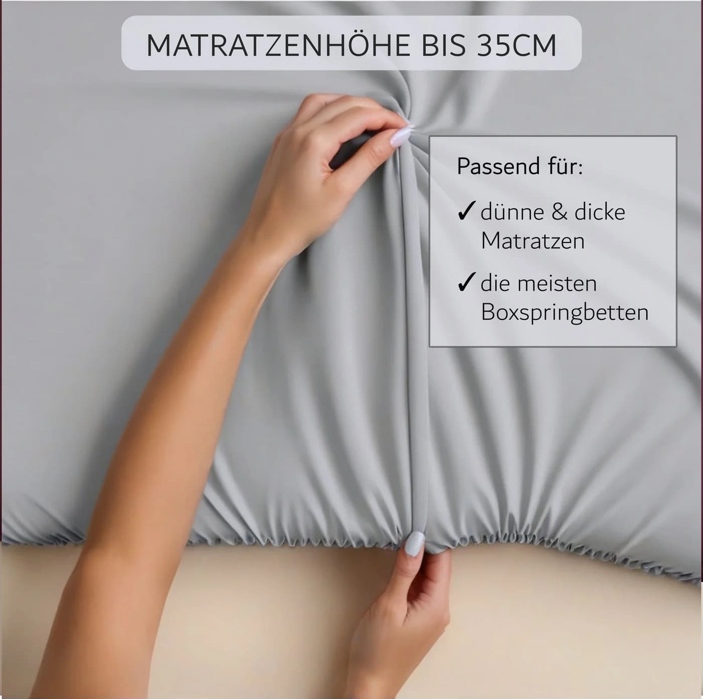 Cozyor Spannbettlaken 2er Set weich Mikrofaser hellgrau Moonlight - Bild 5