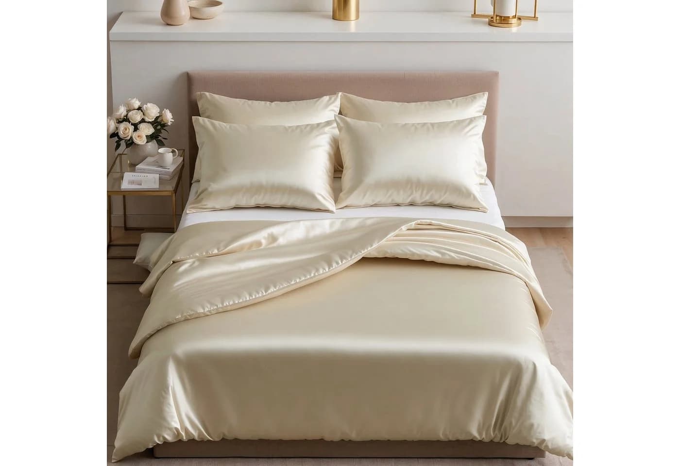 Cozyor Bettwäsche Satin Glänzend Beige Driftwood 3-teilig - Bild 2