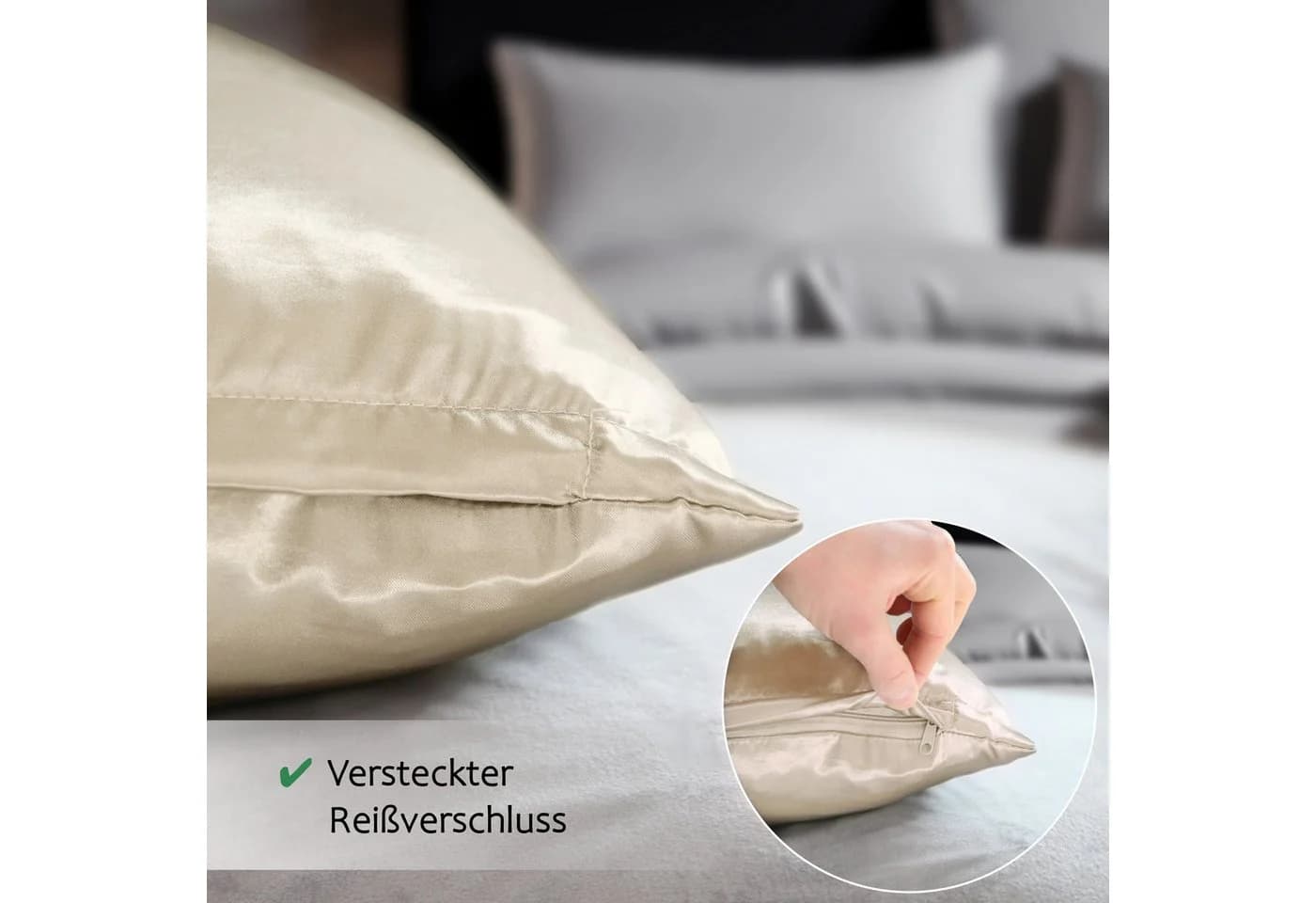 Cozyor Bettwäsche Satin Glänzend Beige Driftwood 3-teilig - Bild 3