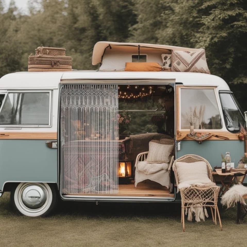 Cozyor Makramee Vorhang Weiß Boho Raumteiler mit Klemmfix-Stange - Bild 3