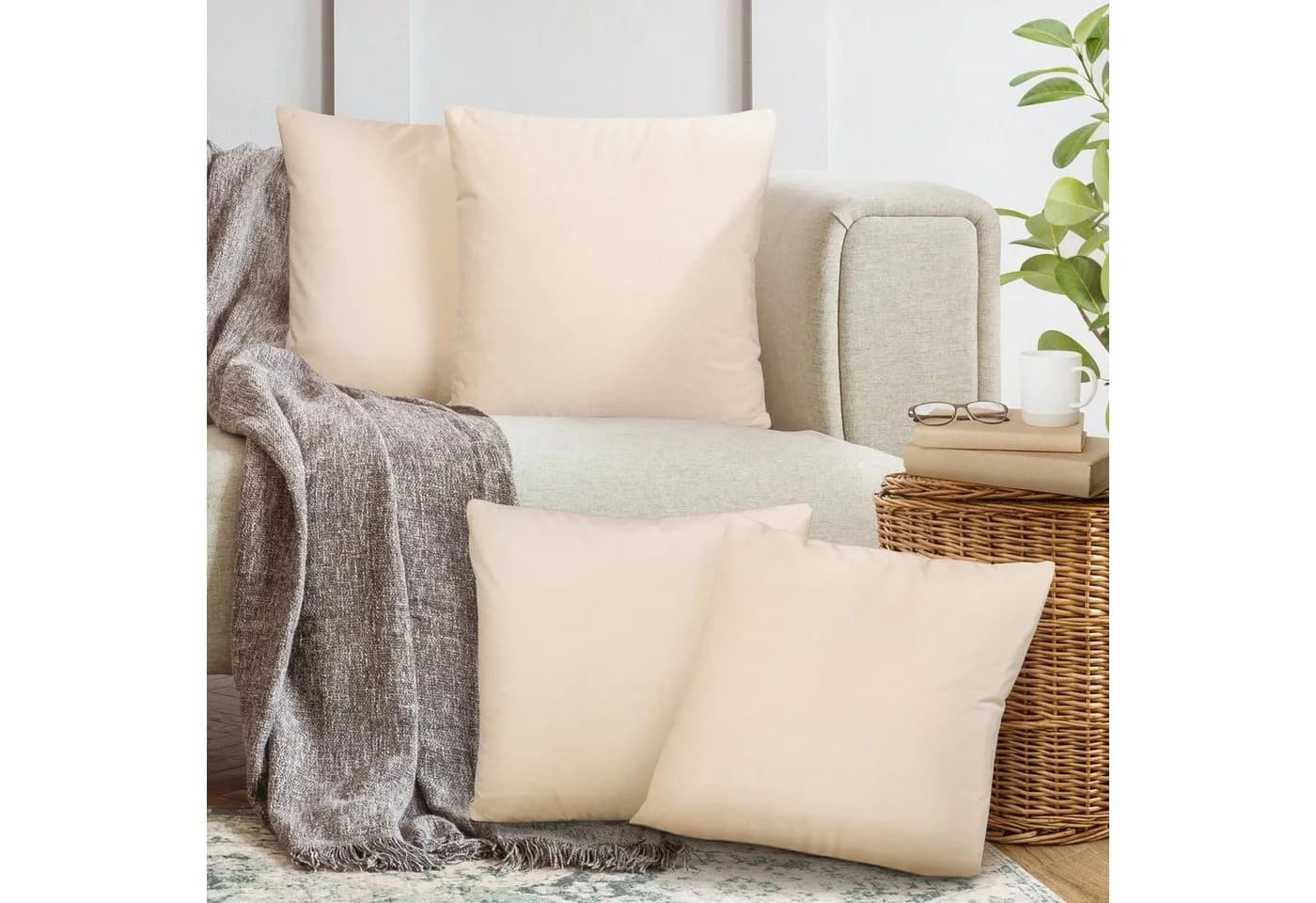 Cozyor Kissenbezug Samt Beige 40x40 cm 4 Stück - Bild 2