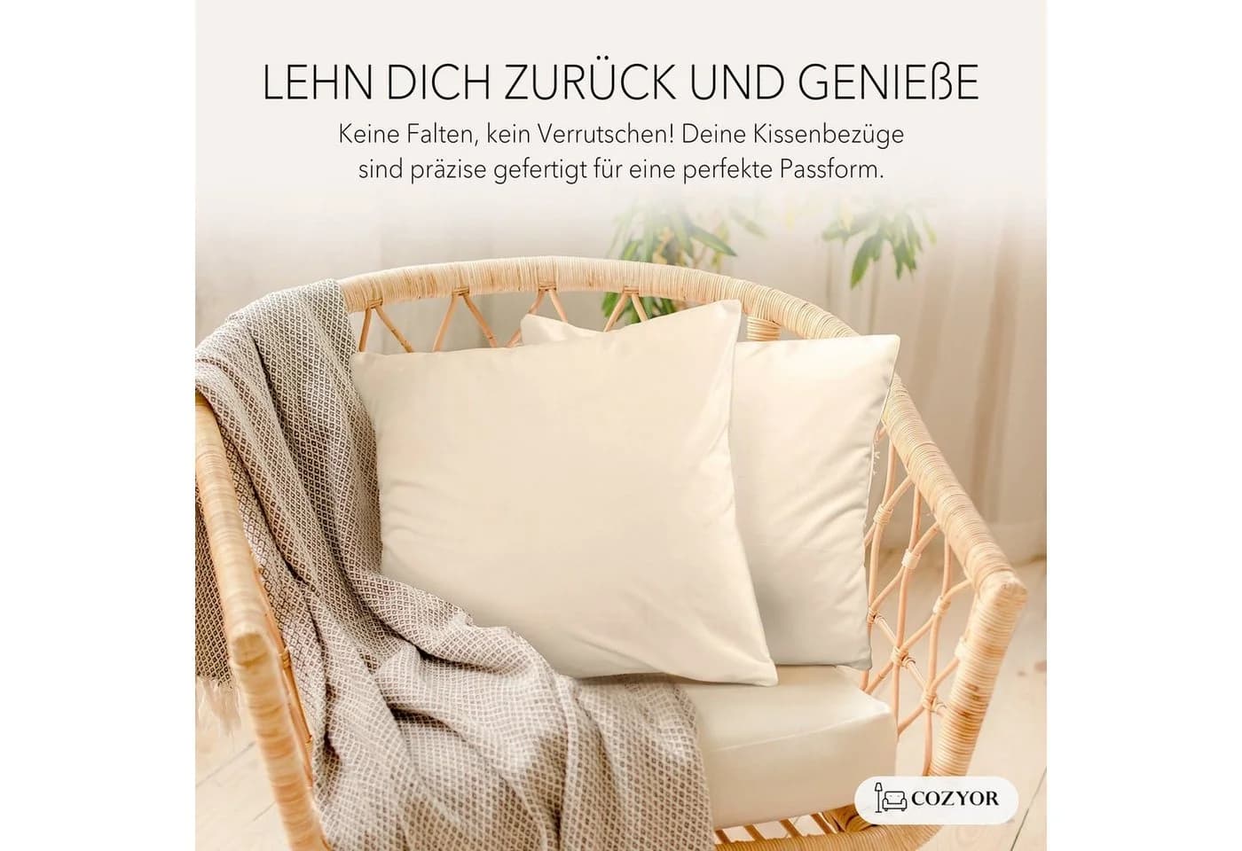 Cozyor Kissenbezug Samt Beige 40x40 cm 4 Stück - Bild 3