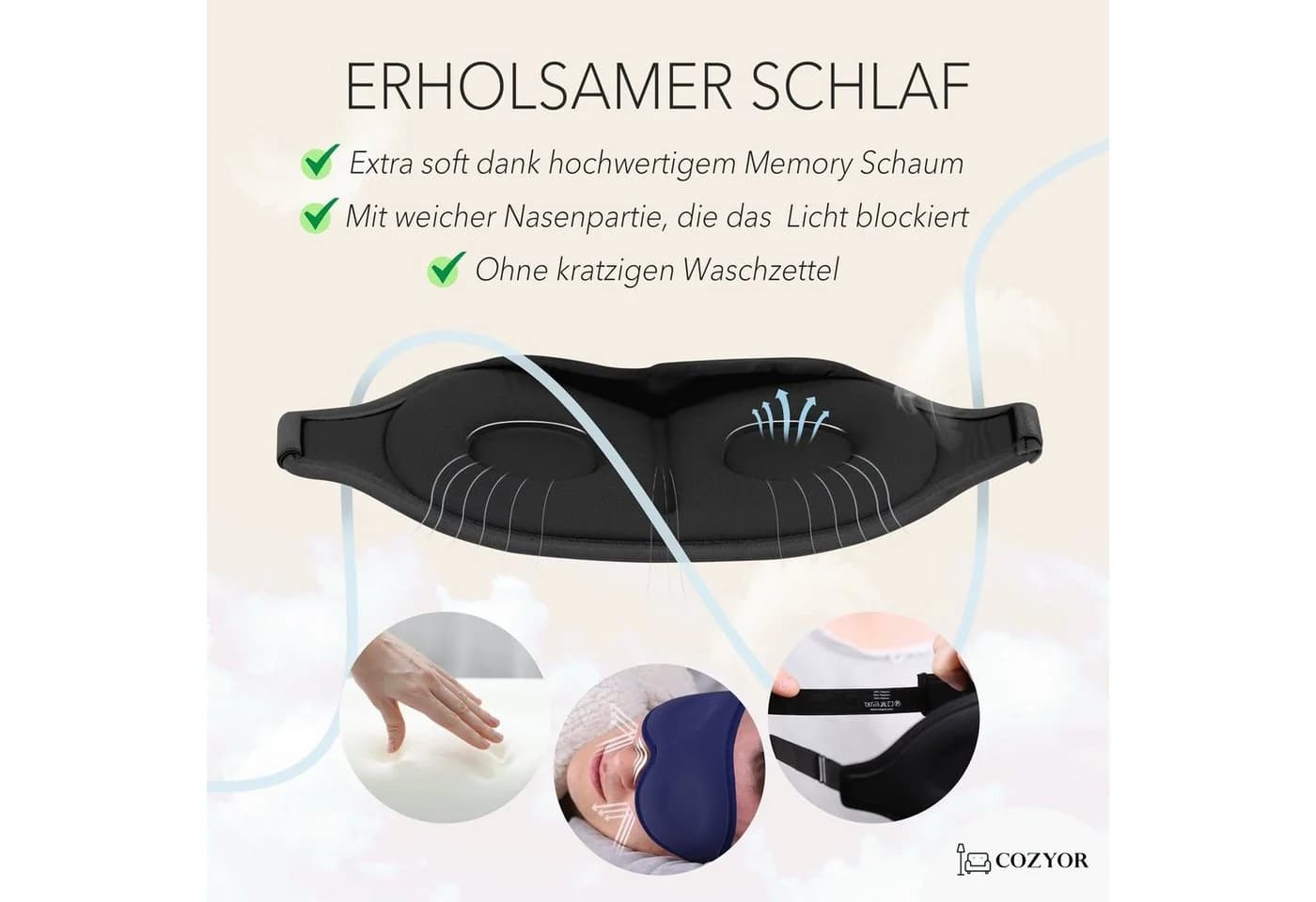 Cozyor Reisekissen und Reisedecke 2-in-1 Schwarz mit Schlafmaske - Bild 4
