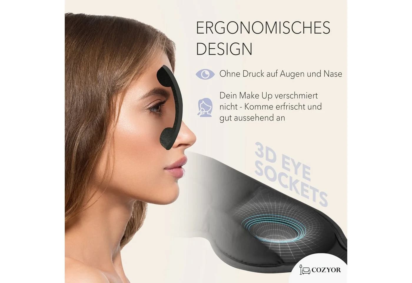 Cozyor Nackenkissen Memory Schwarz mit Schlafmaske & Tasche - Bild 3