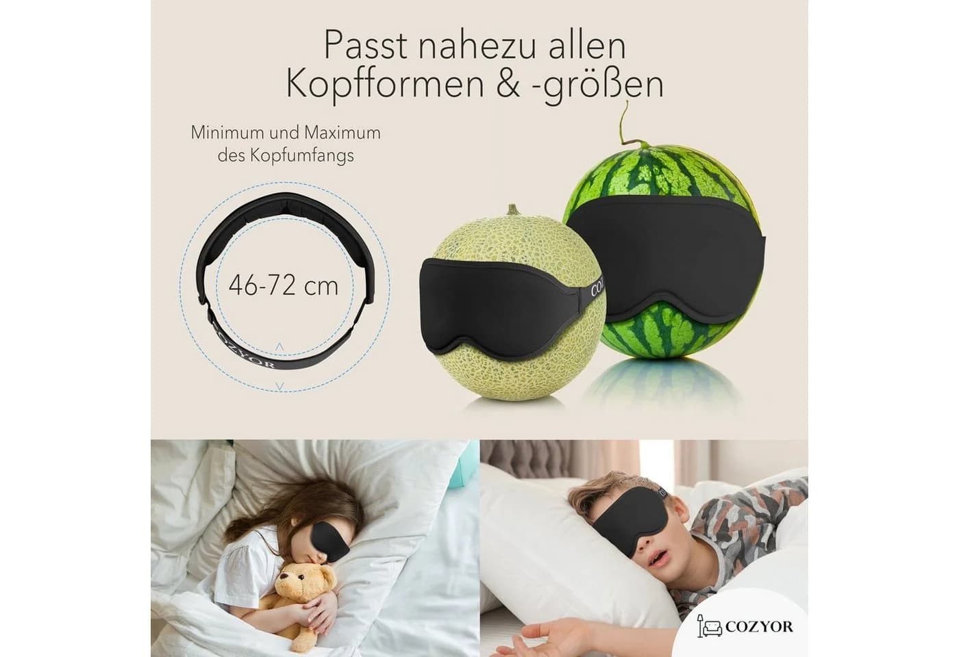 Cozyor Nackenkissen Memory Schwarz mit Schlafmaske & Tasche - Bild 5