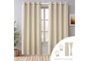 Cozyor Vorhang Set 2x Gardine + Stange ohne Bohren Beige Verdunkelnd Bild 2