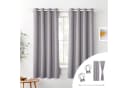 Cozyor Vorhang Set 2x Gardine Grau Verdunkelnd mit Stange Bild 2