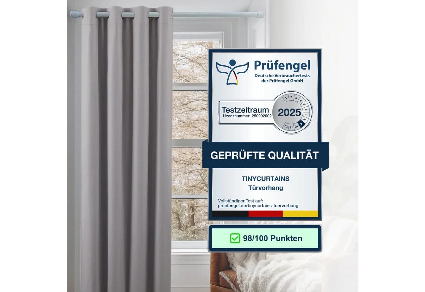 Cozyor Vorhang Set 2x Gardine Grau Verdunkelnd mit Stange - Bild 3