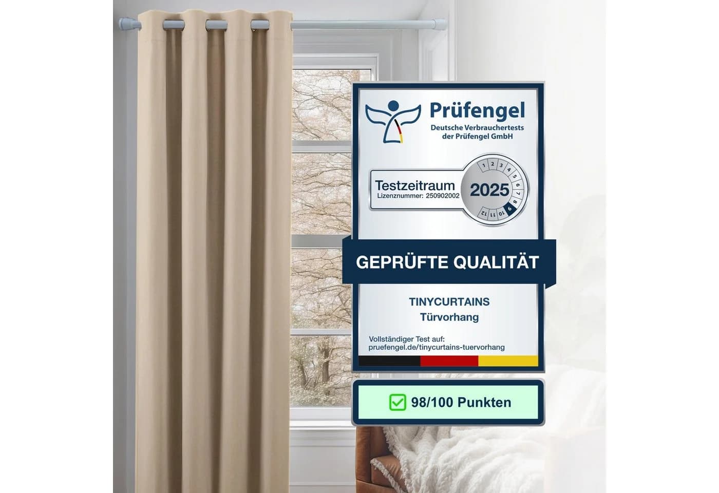 Cozyor Vorhang Set Beige mit Stange ohne Bohren - Bild 3