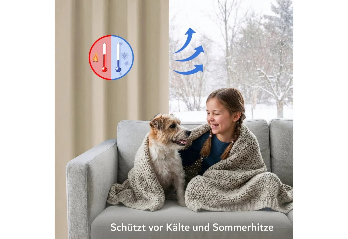 Cozyor Vorhang Set Beige mit Stange ohne Bohren - Bild 4