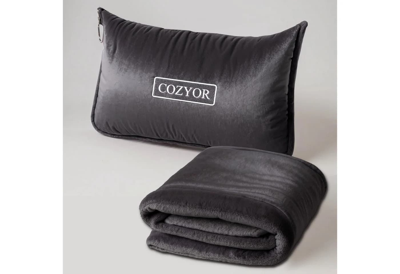 Cozyor 2-in-1 Reisekissen und Reisedecke Anthrazit mit Befestigung - Bild 2