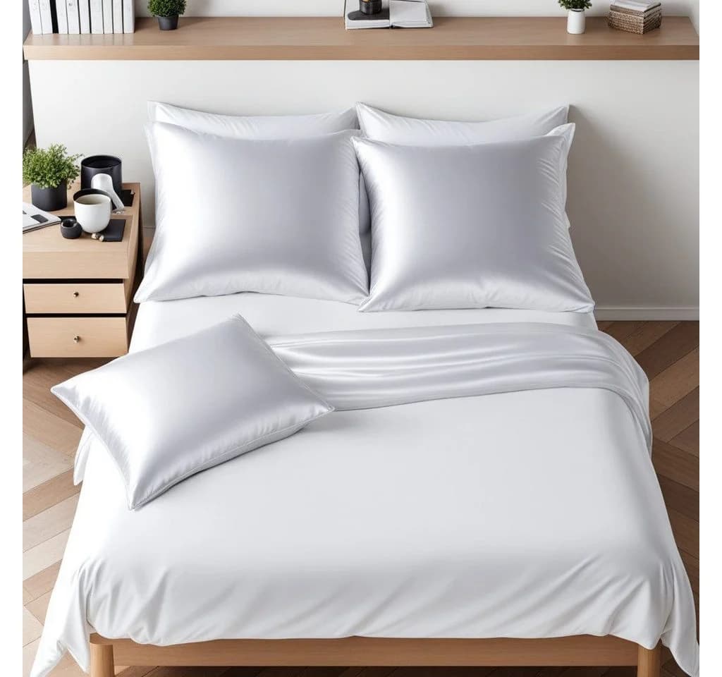 Cozyor Wendebettwäsche Satin & Mikrofaser Weiß 3-teilig - Bild 2