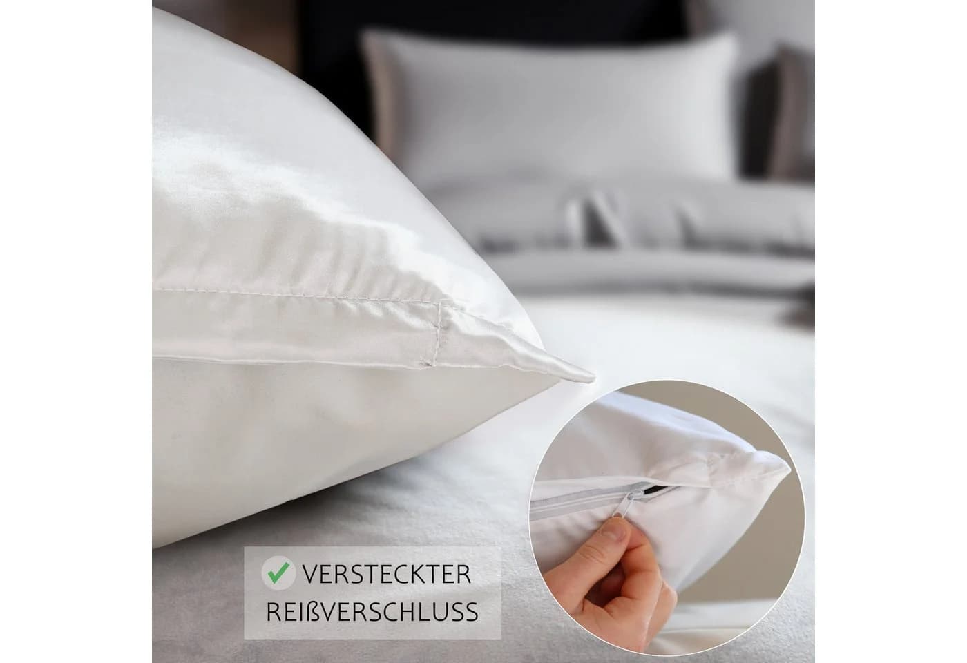 Cozyor Wendebettwäsche Satin & Mikrofaser Weiß 3-teilig - Bild 5
