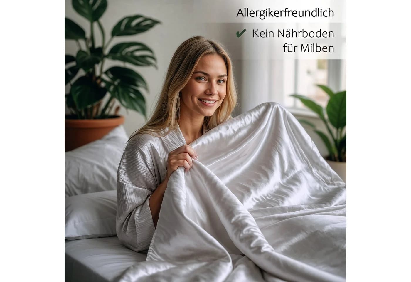 Cozyor Satin-Bettwäsche Weiß Purity 3-teilig mit Reißverschluss