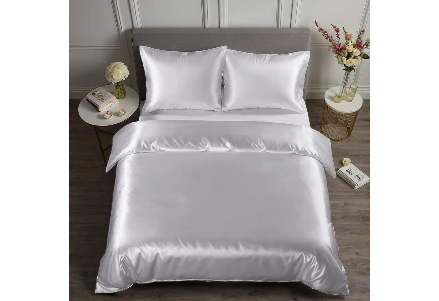 Cozyor Satin-Bettwäsche Weiß Purity 3-teilig mit Reißverschluss - Bild 2