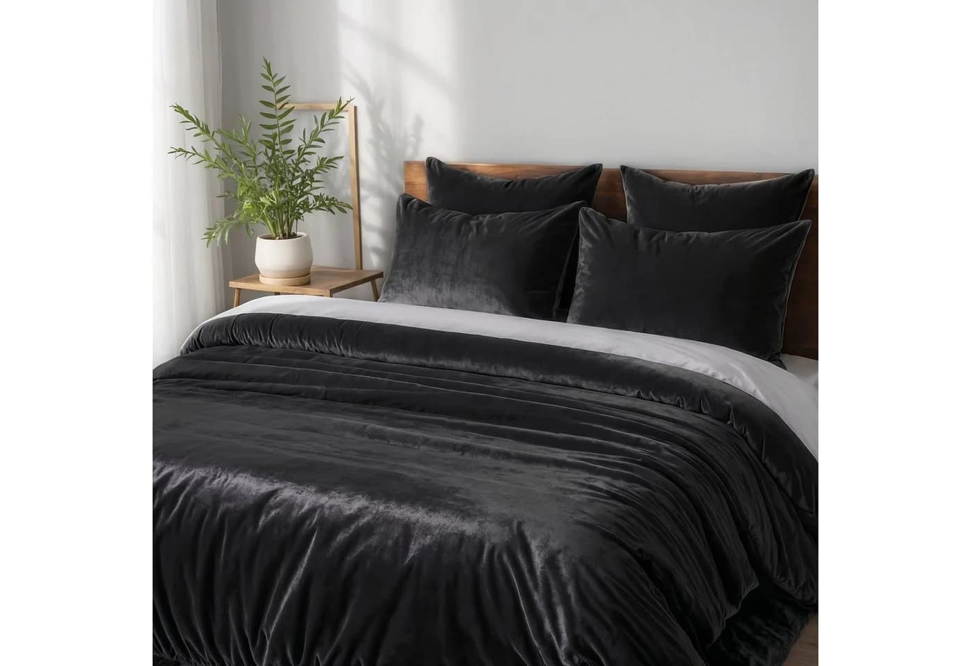 Cozyor Kuschelbettwäsche Schwarz Mikrofaser Flanell 3-teilig - Bild 2