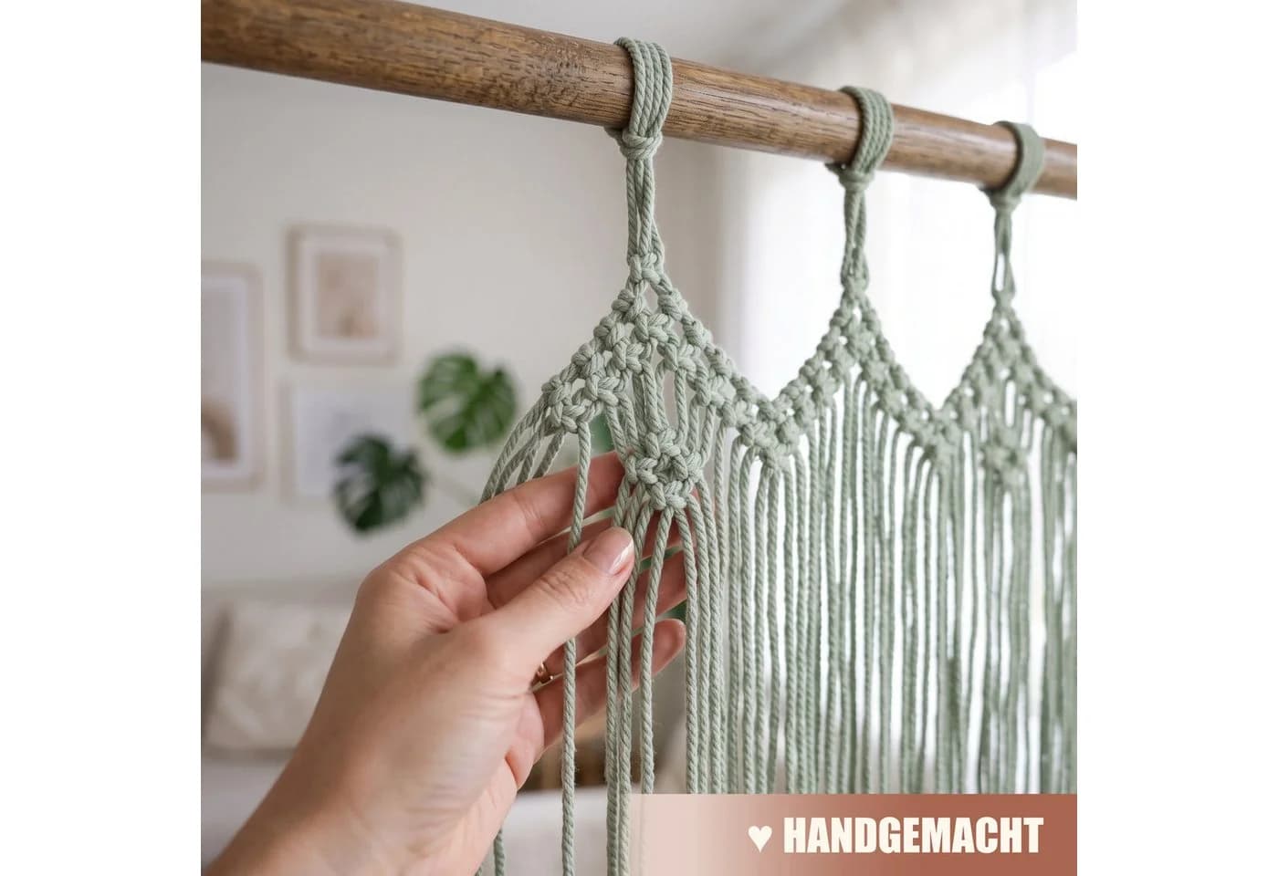 Cozyor Makramee Türvorhang Boho 100x200 cm mit Stange - Bild 3
