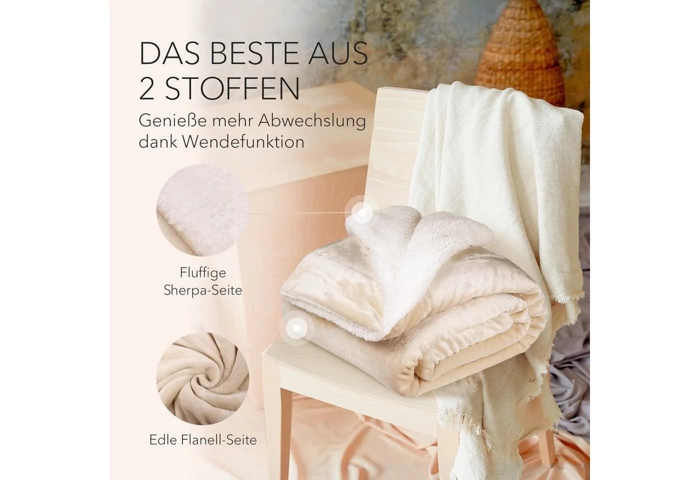 Cozyor Wohndecke Kuscheldecke XL warm Sherpa, dicke Sofadecke, hochwertige Tagesdecke Beige