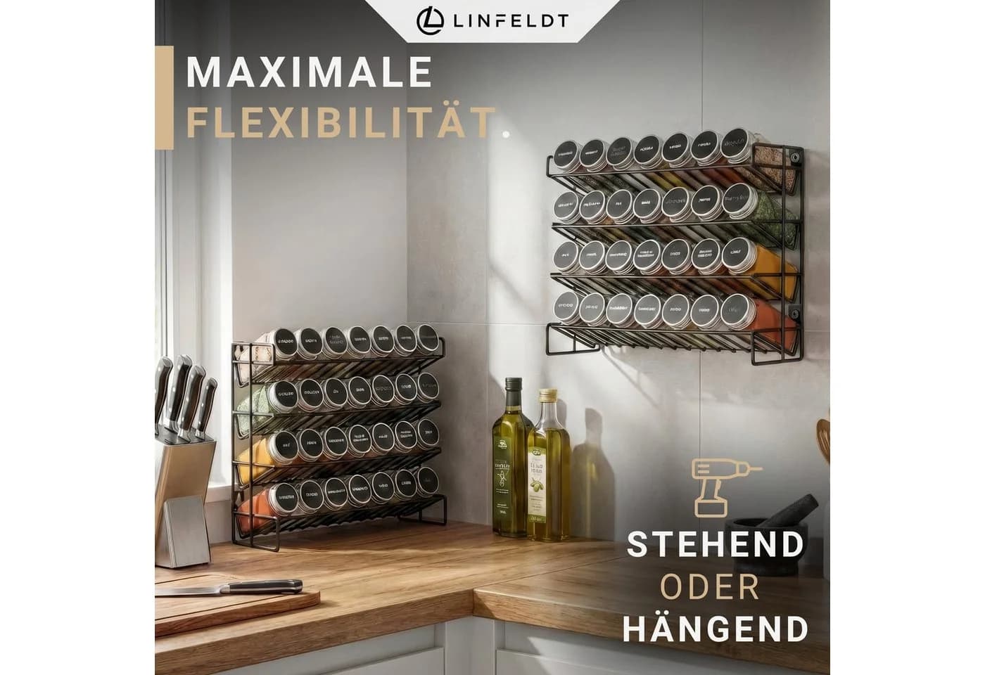 LINFELDT Gewürzregal 28 Gläser Schwarz Transparent - Bild 4