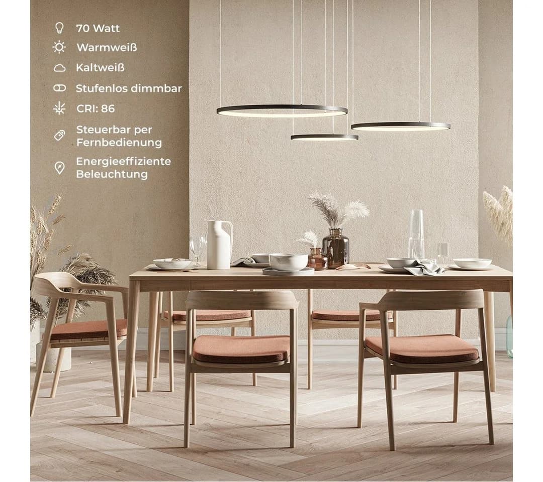 Neona LED Deckenleuchte CAECILIA Schwarz Dimmbar Fernbedienung