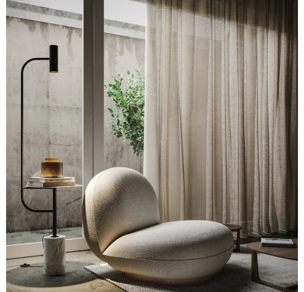 Neona Stehlampe ARTEMIS Schwarz mit beweglichem Leuchtelement und Marmoroptik