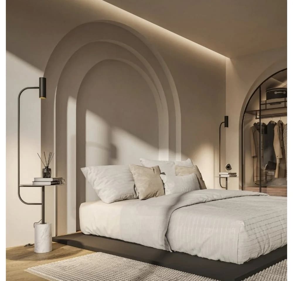 Neona Stehlampe ARTEMIS Schwarz mit beweglichem Leuchtelement und Marmoroptik - Bild 5
