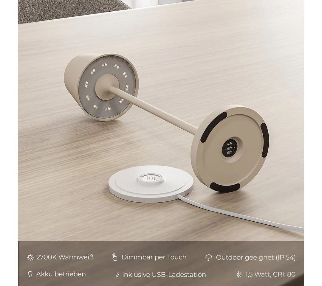Neona LED Tischleuchte NOVA Sand LED fest integriert Warmweiß